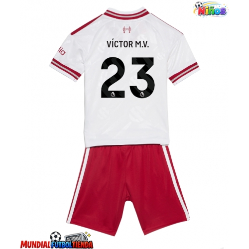 Camiseta Liverpool Victor Munoz #23 Segunda Equipación Replica 2026-27 para niños mangas cortas (+ Pantalones cortos)